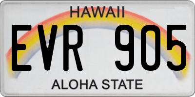 HI license plate EVR905