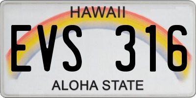 HI license plate EVS316