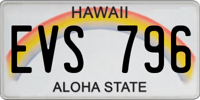 HI license plate EVS796
