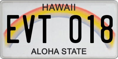 HI license plate EVT018