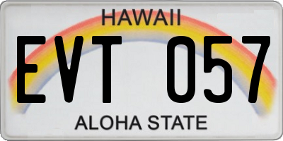 HI license plate EVT057