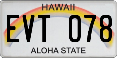 HI license plate EVT078