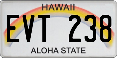 HI license plate EVT238