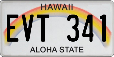 HI license plate EVT341