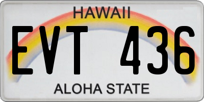 HI license plate EVT436