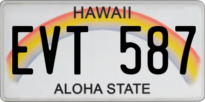 HI license plate EVT587