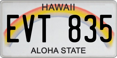 HI license plate EVT835