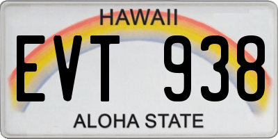 HI license plate EVT938