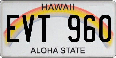 HI license plate EVT960