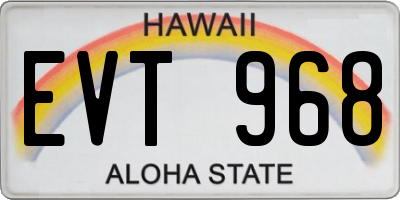 HI license plate EVT968