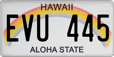 HI license plate EVU445