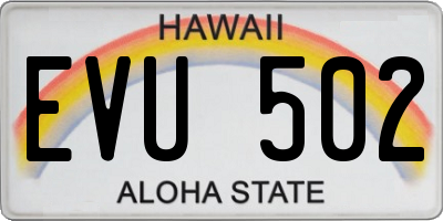HI license plate EVU502