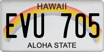 HI license plate EVU705