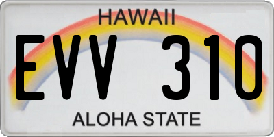 HI license plate EVV310