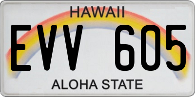 HI license plate EVV605