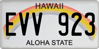 HI license plate EVV923