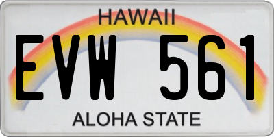 HI license plate EVW561
