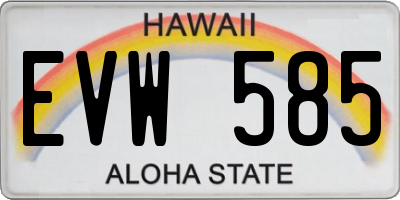 HI license plate EVW585