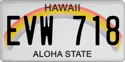 HI license plate EVW718
