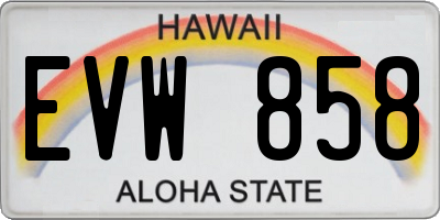 HI license plate EVW858