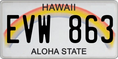 HI license plate EVW863