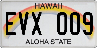 HI license plate EVX009