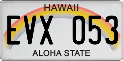 HI license plate EVX053