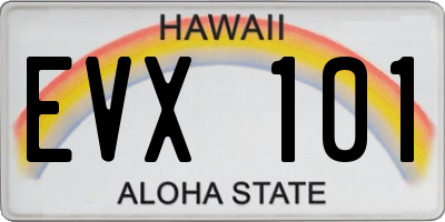 HI license plate EVX101