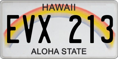 HI license plate EVX213