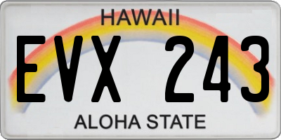 HI license plate EVX243