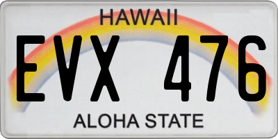 HI license plate EVX476
