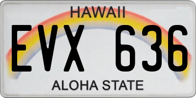 HI license plate EVX636