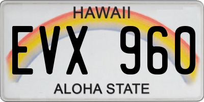 HI license plate EVX960