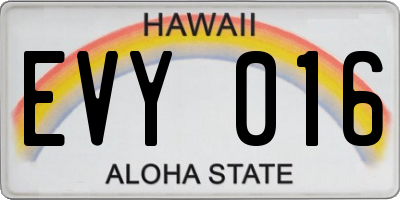 HI license plate EVY016