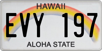HI license plate EVY197