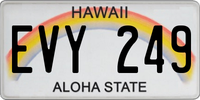HI license plate EVY249