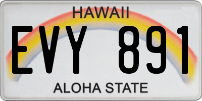 HI license plate EVY891