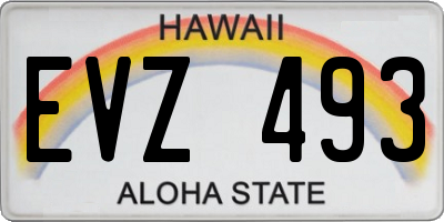 HI license plate EVZ493