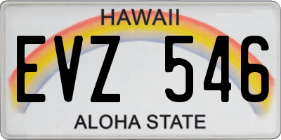 HI license plate EVZ546