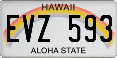 HI license plate EVZ593