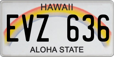 HI license plate EVZ636