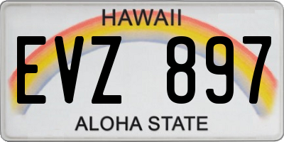 HI license plate EVZ897