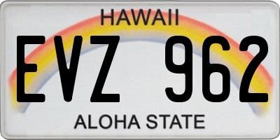 HI license plate EVZ962
