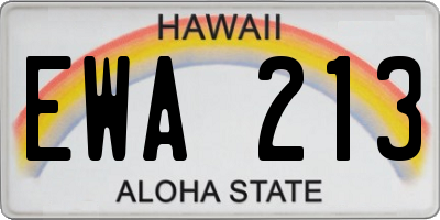 HI license plate EWA213