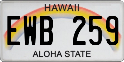 HI license plate EWB259