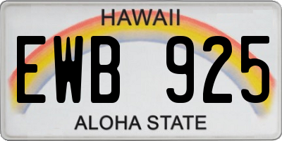 HI license plate EWB925