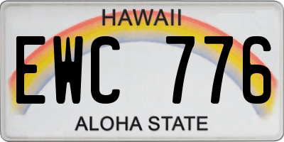 HI license plate EWC776