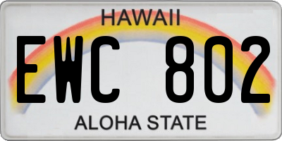 HI license plate EWC802