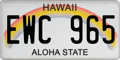 HI license plate EWC965