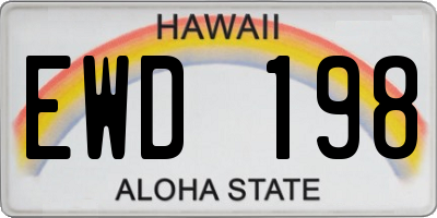 HI license plate EWD198